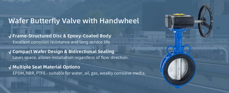 Wafer Butterfly Valve with Handwheel Válvula de borboleta manual de wafer