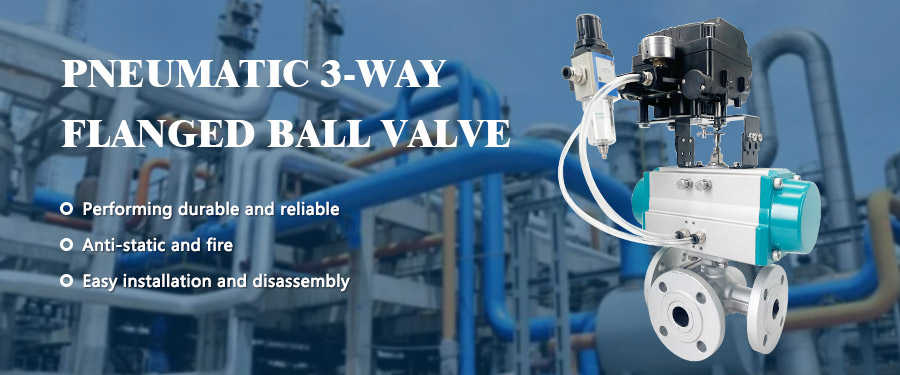 气动三通法兰球阀+定位器_01 气动三通法兰球阀+定位器 _01