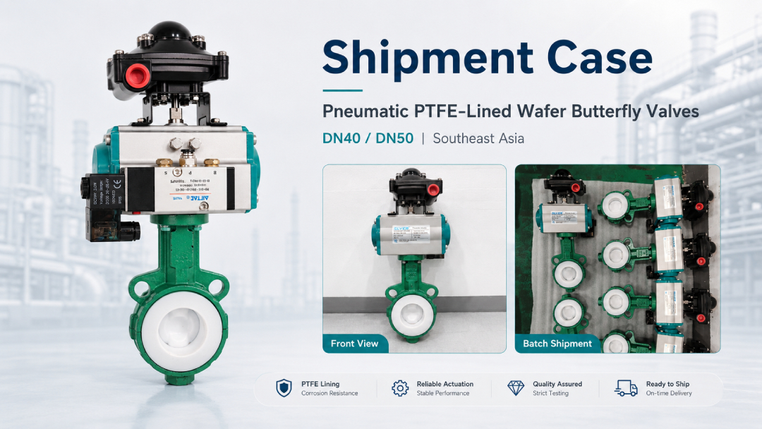 PTFE-Lined butterfly valve with pneumatic actuator válvula borboleta com atuador pneumático