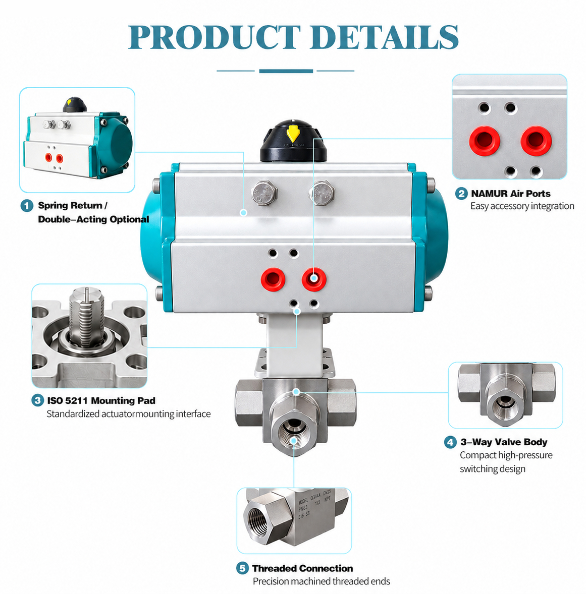3 Way high pressure ball valve1 Válvula de esfera de alta pressão de 3 vias1