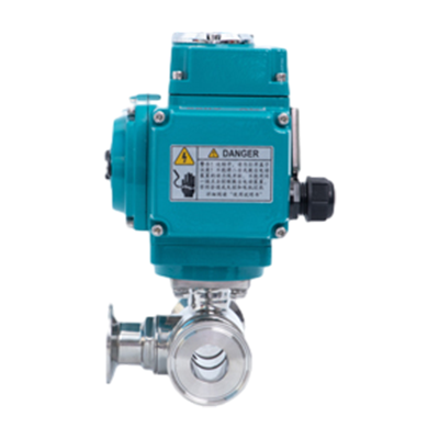 Válvula de esfera de braçadeira higiênica elétrica de 3 vias