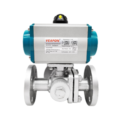 Válvula de esfera flangeada de 3 vias pneumática