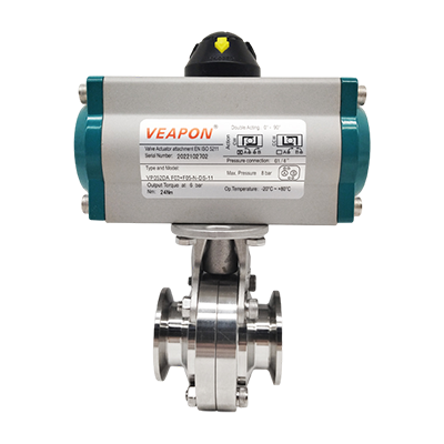 Válvula de borboleta de aço inoxidável sanitária pneumática