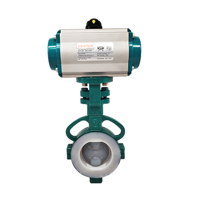 Válvula de borboleta forrada pneumática totalmente fluorina