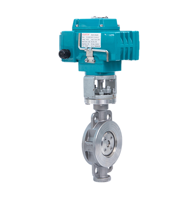 Válvula de borboleta com deslocamento triplo elétrico