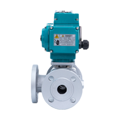 Válvula de esfera flangeada elétrica de 3 vias