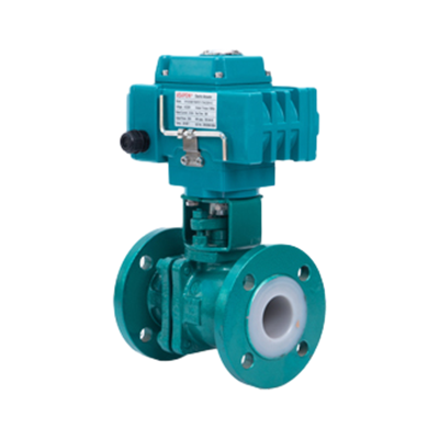 Válvula de esfera elétrica revestida com flúor