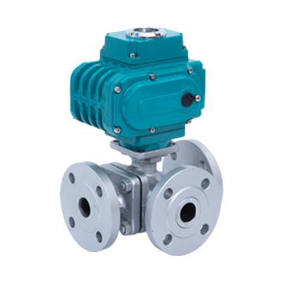 Válvula de esfera flangeada elétrica de 3 vias