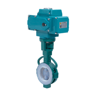 Válvula de borboleta forrada totalmente fluorina elétrica