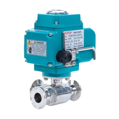 Válvula de esfera de braçadeira higiênica elétrica de 3 vias