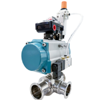 V&aacute;lvula de esfera de 3 vias pneum&aacute;tica com posicionador