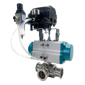 Válvula de esfera de 3 vias pneumática com posicionador