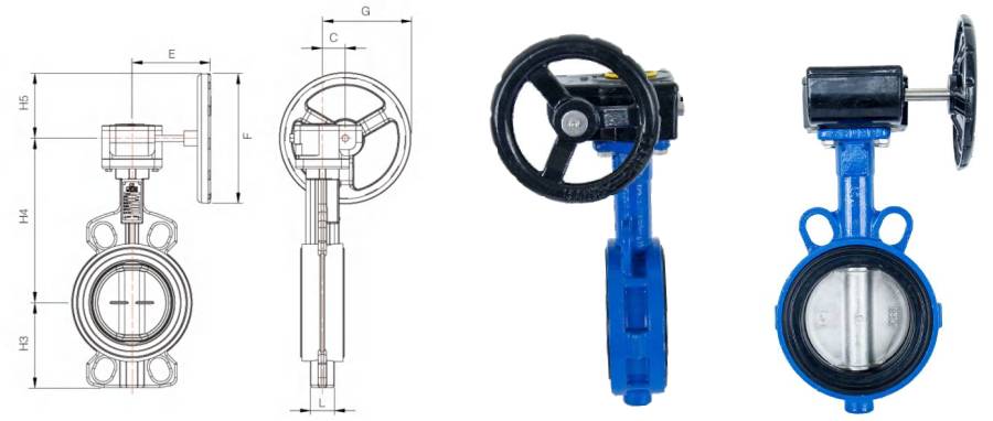Válvula de borboleta de bolas de ferro fundido manual