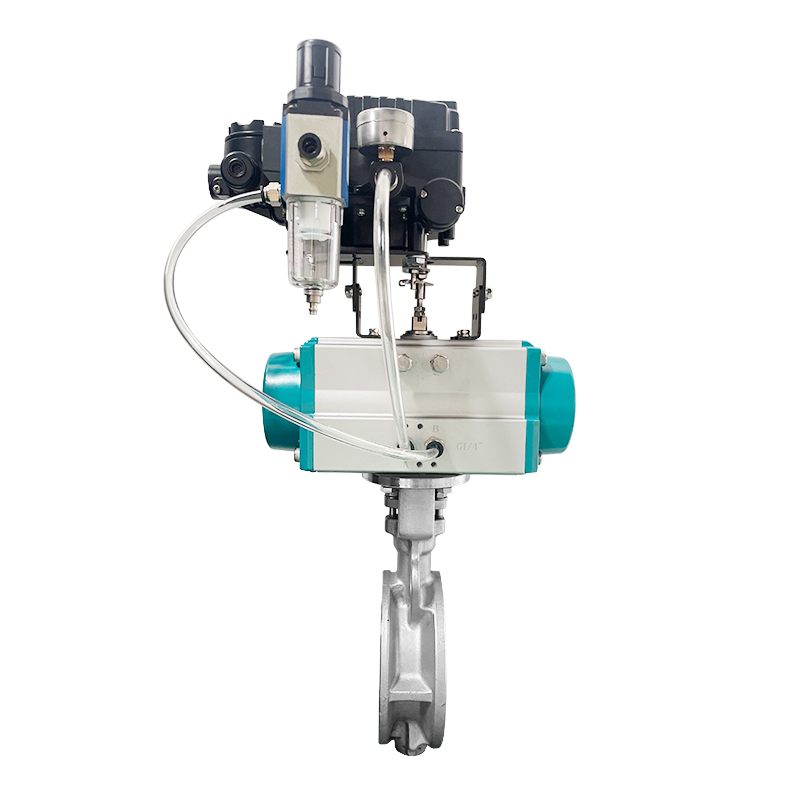 Válvula de borboleta pneumática com base metal com posicionador