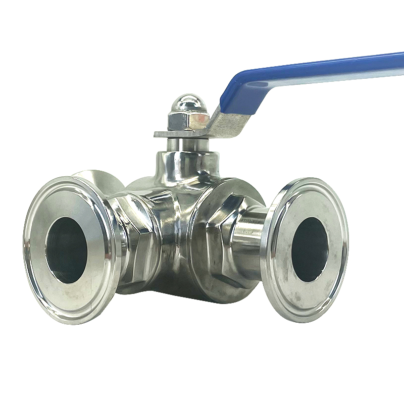 Válvula manual de esfera sanitária de 3 vias 