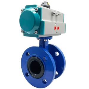 Válvula de borboleta de flange pneumática de ferro fundido