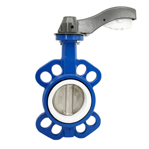 V&aacute;lvula borboleta tipo wafer manual de PTFE com alavanca